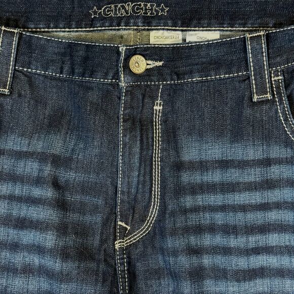 Cinch Carter 2.4 Western Denim Jeans Men's 46x32 Dark Wash Bootcut Rodeo Cowboy - Picture 3 of 8
